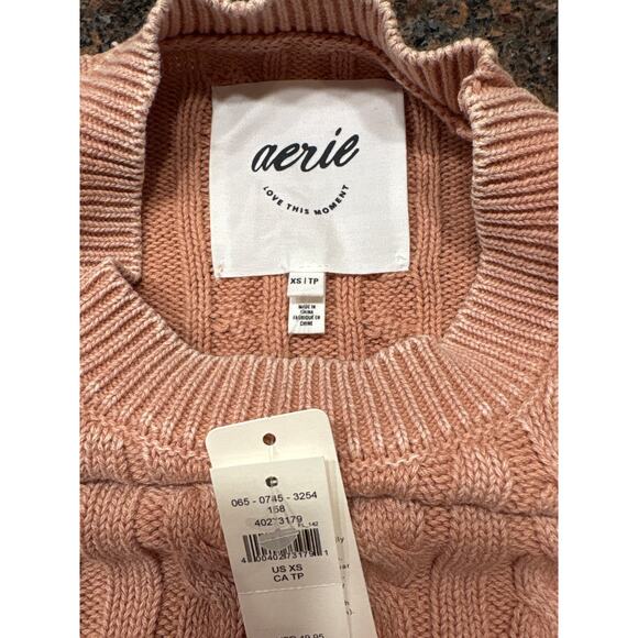NWT Aerie Mini Cable Cropped 100% Cotton Sweater SizeXS - Picture 7 of 9